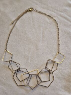 Gold Tone Geometric Statement Necklace